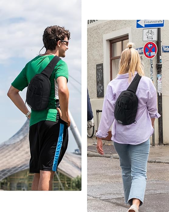WATERFLY Small Crossbody Sling Backpack: RFID Blocking Anti Theft Sling Bag Travel Daypack Man Woman
