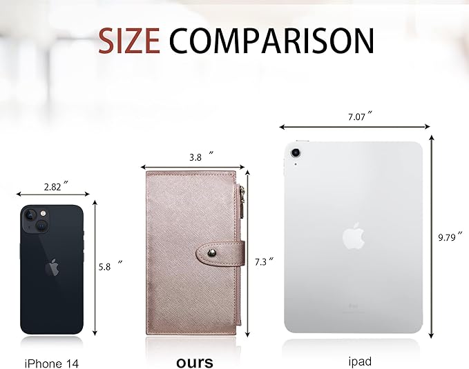 Travelambo RFID Wallet Women Large Size Bifold Multi Card Wallet Case with Zipper Pocke Credit Card Holder for Women