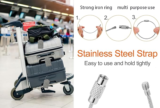 2 Pack Luggage Tags for suitcases Skull Skeleton TSA Approved Label Luggage Tag Baggage Tag Leather Stainless Steel Loop Label Tag for Men Women Travel Bag Suitcase