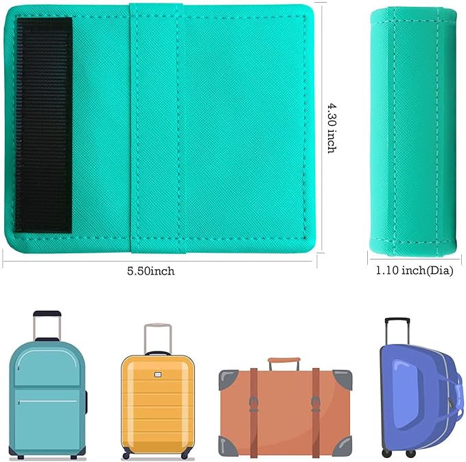 Luggage Handle Wrap 5 Pack-Leather Luggage Handle Wraps for Suitcase/Handbag/Duffel Bag/Car Bright Luggage Identfier/Handle Covers/Grips Luggage Accessories for Travel 3.0 (Turqoise)