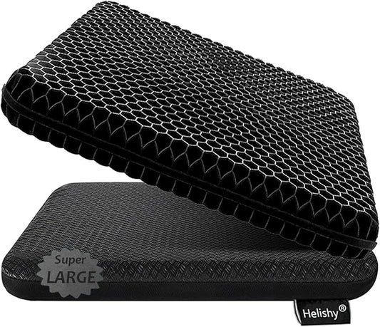 Gel Seat Cushion, Super Large (19x18x1.6inch) Gel Cushion Chair Pads with Non-Slip Cover for Home Office Car Seat Wheelchair, Soft Breathable Honeycomb Seat Cushion for Relieve Hip Pain