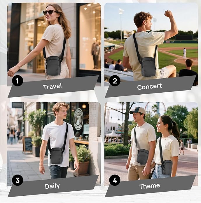 VADOO Sling Bag for Men Women, Anti Theft Crossbody Bag with Zipper Lock, RFID Blocking & Waterproof for Travel Casual