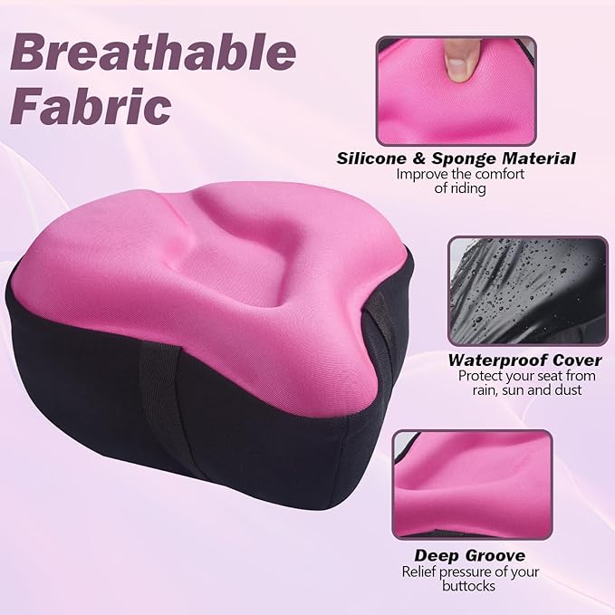 Zacro Bike Seat Cushion - Gel Padded Bike Seat Cover for Men Women Comfort, Extra Soft Exercise Bicycle Seat Compatible with Peloton, Outdoor & Indoor Bike Saddles
