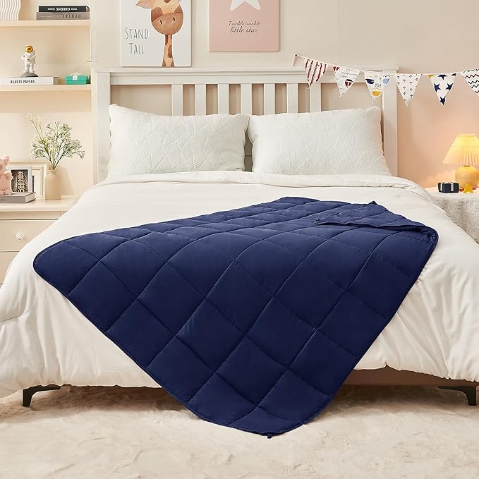 yescool Navy Weighted Blanket 7 Pounds Cooling Weighted Lap Blanket, Heavy Blanket for Sleeping, Weighted Throw Blanket Gifts for 60-80lbs, 40"x60"