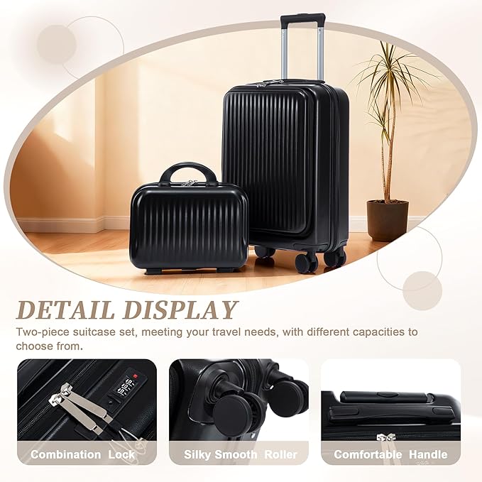 Hardside Luggage, Lightweight Durable Suitcase with Spinner Wheels, 20/14 Inch