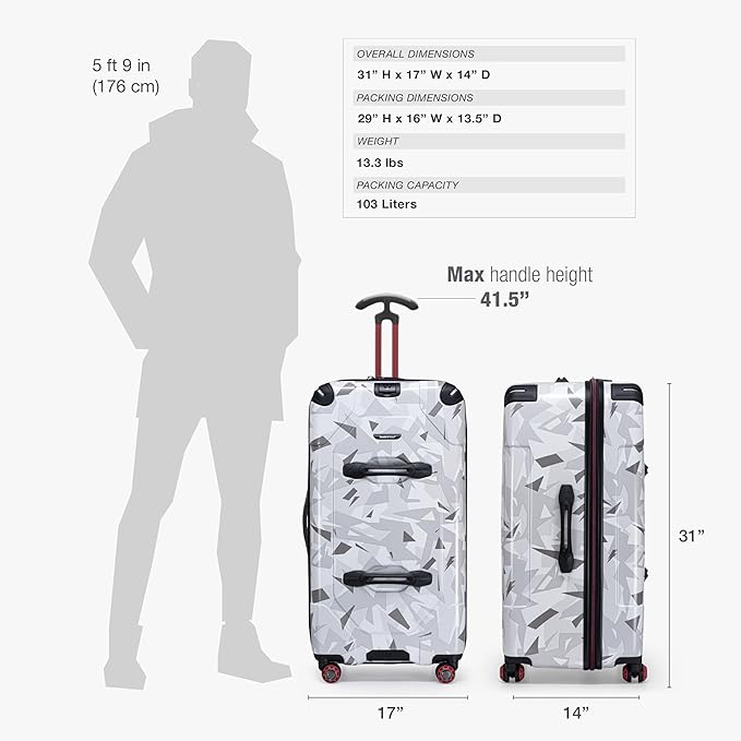 Traveler's Choice Maxporter II Polycarbonate Hardside Trunk with Spinner Wheels, White Camo, 31-Inch Large Trunk
