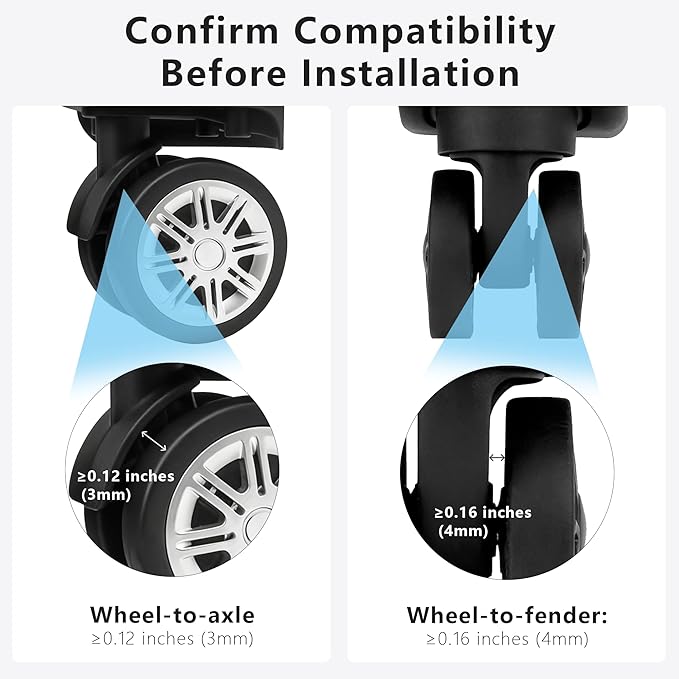 10-Pack Upgrade Luggage Wheel Covers, Silicone Protective Covers for 2-2.4" Suitcases Spinner Wheel, Wear-Resistant, Anti-Noise, Thickened Protector, Travel Accessories(Black)