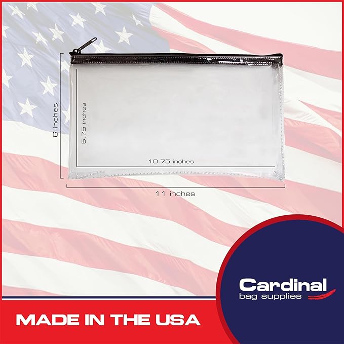 Multi-Purpose Zipper Bag, Reusable, Travel Pouch, Lightweight, Makeup Organizer, 11 x 6 Inch (Clear)