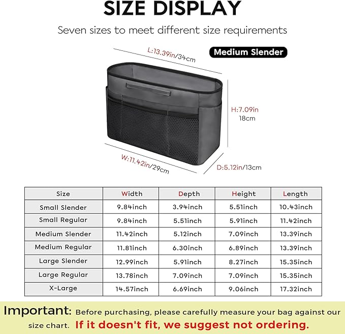GIVLEFLY Medium Purse Organizer Insert for Tote Bag, Lightweight Handbag Organizer with Multiple Pockets, Structured Bag Insert for Women,Dark Grey