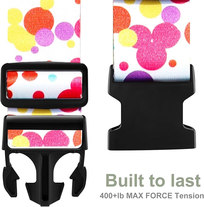 Luggage Straps for Suitcases TSA Approved Easy Pack Organized Suitcase Strap, Luggage Strap, Luggage Belt Strap, Bag Straps for Luggage. Buckle Straps Travel Accessories (Colorful Dot)