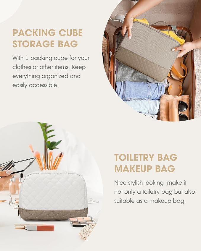 Travel Duffle Bag Weekender for Women: Travel Duffel Carry-On Overnight Bags with Shoe Compartment & Wet Pocket Large Weekend Tote Beige Khaki