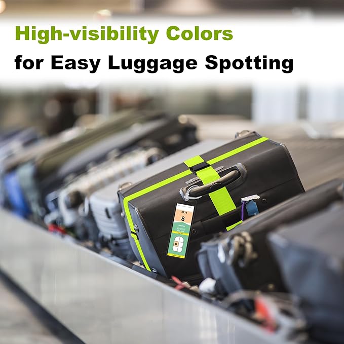 8 Pack Luggage Straps and Cruise Luggage Tags Set (4 Straps, 4 Narrow Tags), Luggage Straps for Suitcases TSA Approved Suitcase Tags, Green