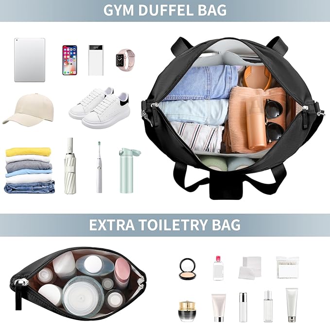 ETRONIK Gym Bag for Women, 45L Carry On Travel Duffel Bag with Shoes Compartment, Weekender Overnight Bag with Wet Pocket for Women, Travel, Gym, Weekend, Large Size