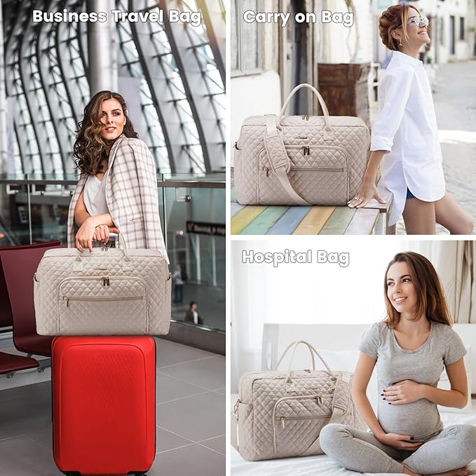 LOVEVOOK Travel Duffle Bag - Women's Weekender Carry On Overnight Laptop & Gym Bag With Toiletry/Shoe Pocket, Hospital Labor Bag