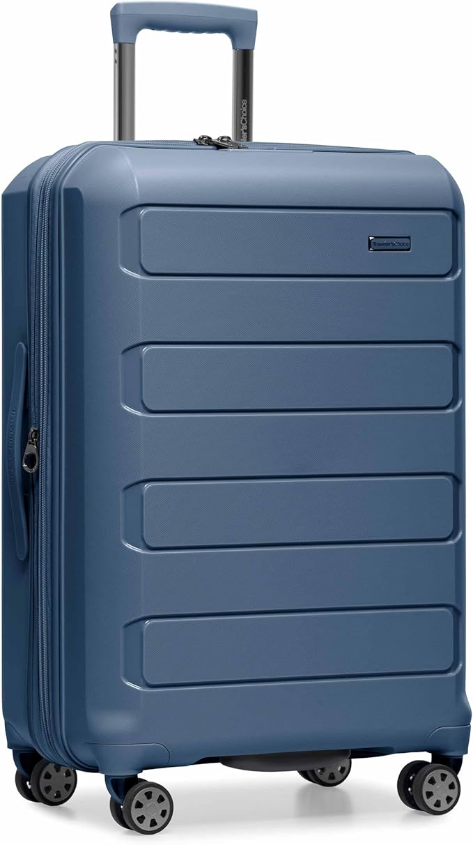 Traveler's Choice Pagosa Hardshell Expandable Luggage with Spinner Wheels, Slate Blue, 26-Inch Medium