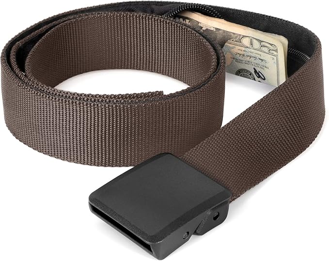 Travel Security Money Belt with Hidden Money Pocket - Cashsafe Anti-Theft Wallet Unisex Nickel free Nylon Belt by JASGOOD
