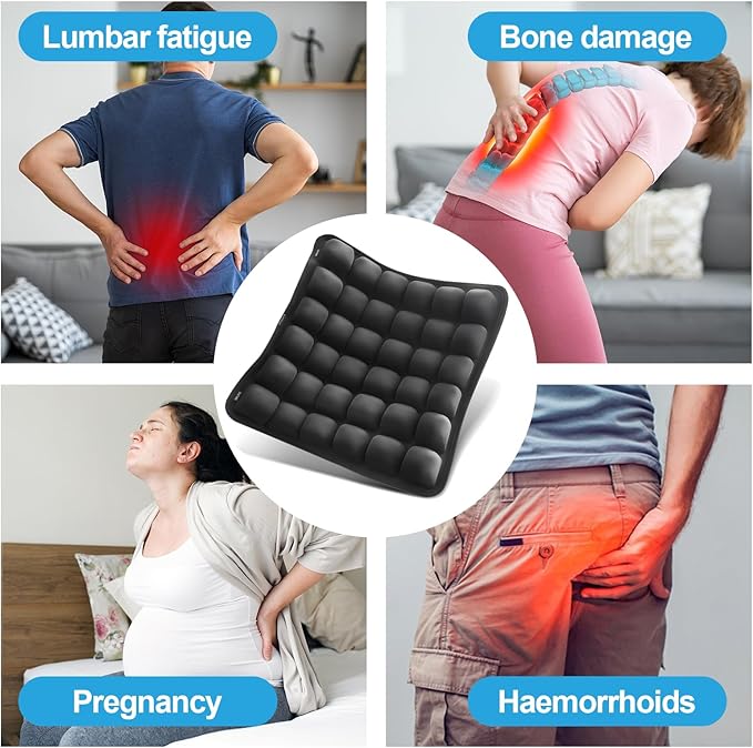 Travel Seat Cushion for Airplane – Inflatable 3D Air Cell Seat Cushions, Ergonomic Travel Cushion for Long Flights, Portable Seat Cushions Offer Support at Home, Work, Car, or in Transit