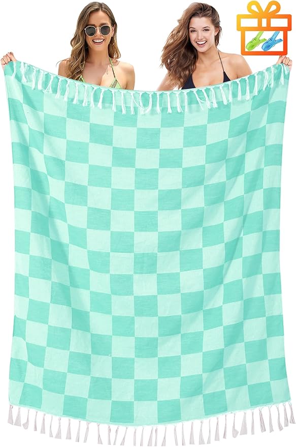 Antfuny Giant Beach Towel Blanket Autumn Outing Stuff for Women & Men Road Trip Camping Gear Ship Cruise Gear Must Haves Large L Aqua Plain Pattern Yard Mat Airplane Accessories Travel Gadgets