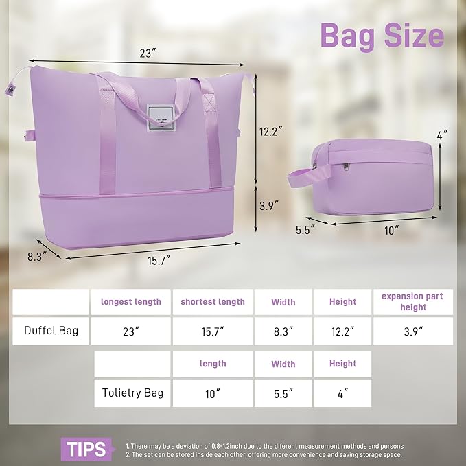 Pink Purple 6 Piece Luggage Set Hard Shell - Traveling Suitcases with Spinner Wheels and Duffel Bags for Family Travel, Durable Carry On Luggage Sets with Lock for Women and Girls
