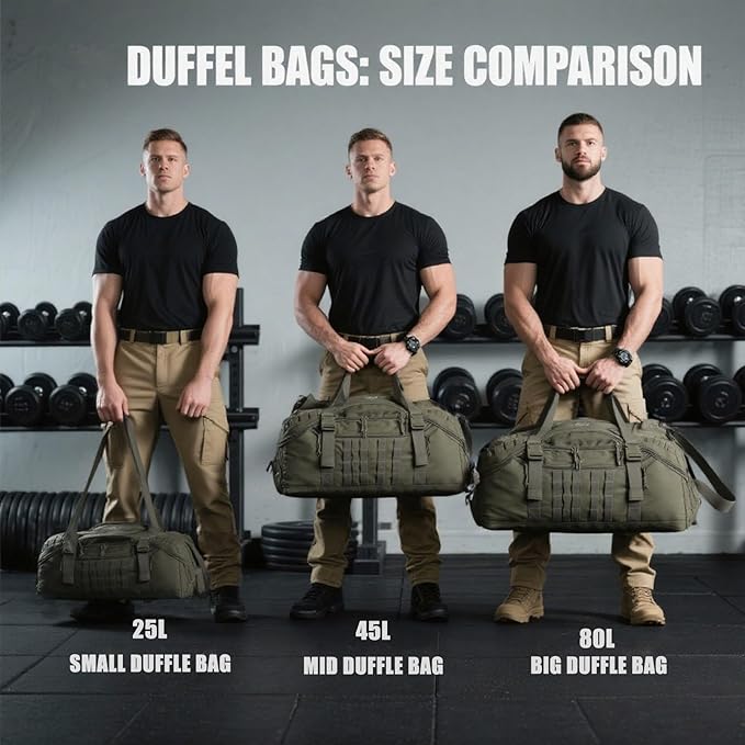 Travel Duffle Bag Backpack for Men - Large Tactical Bags Weekender Gym Bag for Overnight Traveling Military Workout Deployment Sports (Green, 25L)