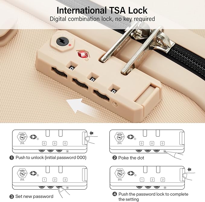 Hanke Hard Shell Luggage Sets 2 Pieces, Carry On and Checked Luggage Sets with Spinner Wheels, Durable PC Hardside Rolling Suitcase for Travel (20/28 Inch, Cuba Sand)