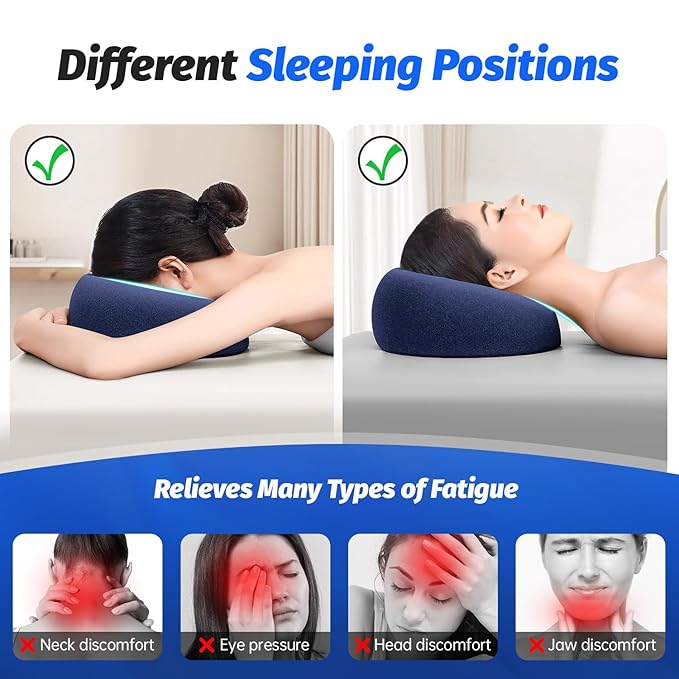 Face Down Pillows for Massage Table, Massage Headrest for Bed, Face Pillow for Stomach Sleeping, BBL Pillow After Surgery Post Eye Surgery & Vitrectomy Recovery, Removable Cover Navy Blue