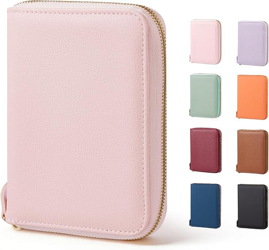 CoBak Passport Holder Cover with Safe Zipper Closure, Premium Passport Wallet for Travel, RFID Blocking Card Case, Waterproof Travel Accessories for Women, Pebbled Pink