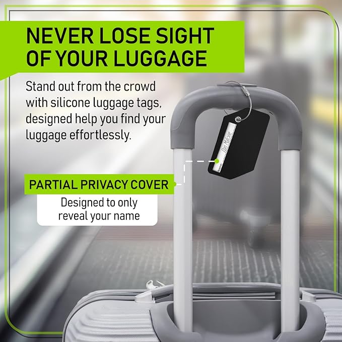 Untethered 4-Pack Luggage Tag Set | Durable Luggage Tags for Suitcases & Travel Bags | Bag Tag & Name ID Identifiers | Suitcase Tags for Easy Luggage Identification