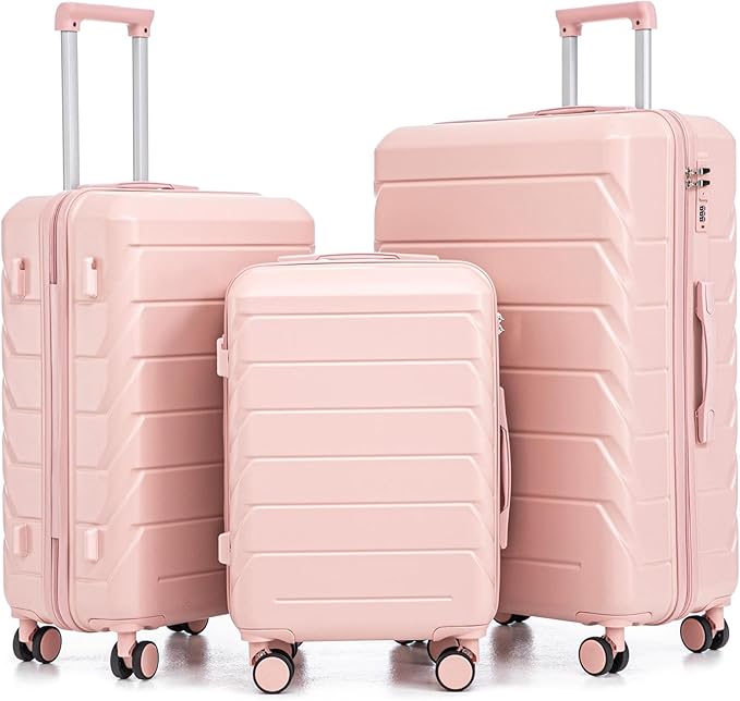 Luggage Set 3 Pcs, ABS Hard Shell Durable Lightweight, 360 Silent Spinner Wheels