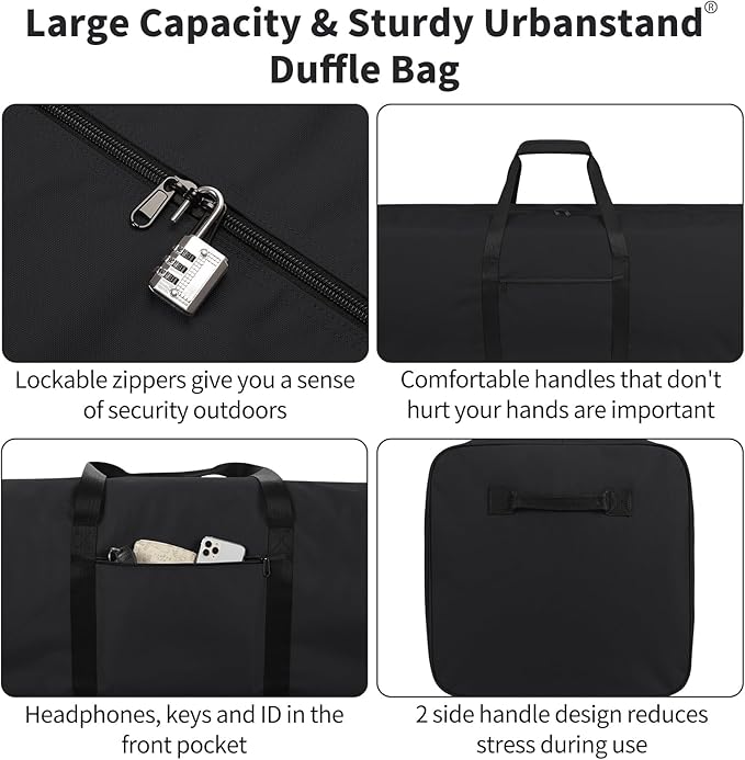 Urbanstand 48 Inch Extra Large Duffle Bag for Travel, Sports Gear Storage Bag with 2-way Lockable Zippers, Long Canvas Duffel Bag for Tent Camping tripod (Black 48inch 2Pack)