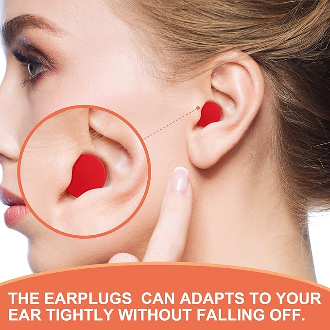Frienda 36 Pairs Ear Plugs for Sleeping Reusable Moldable Silicone Gel Wax Earplugs Waterproof Earplugs Noise Cancelling Ear Plugs for Adults Swimming Snoring Studying(White, Red, Orange)