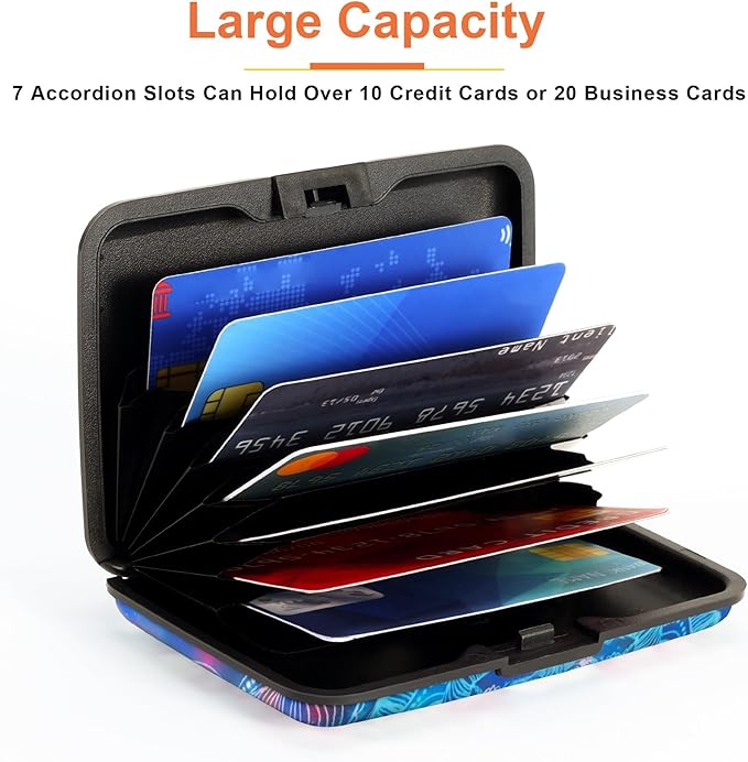 Mayski Credit Card Holder, RFID Blocking, Aluminum Alloy Hard Case, Small Mini Business Metal Wallet for Women Men, Mandala
