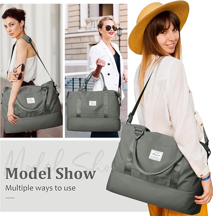 Weekender Bags for Women,Personal Item Travel Bag with Shoes Compartment,Overnight Travel Duffel Bag with Toiletry Bag