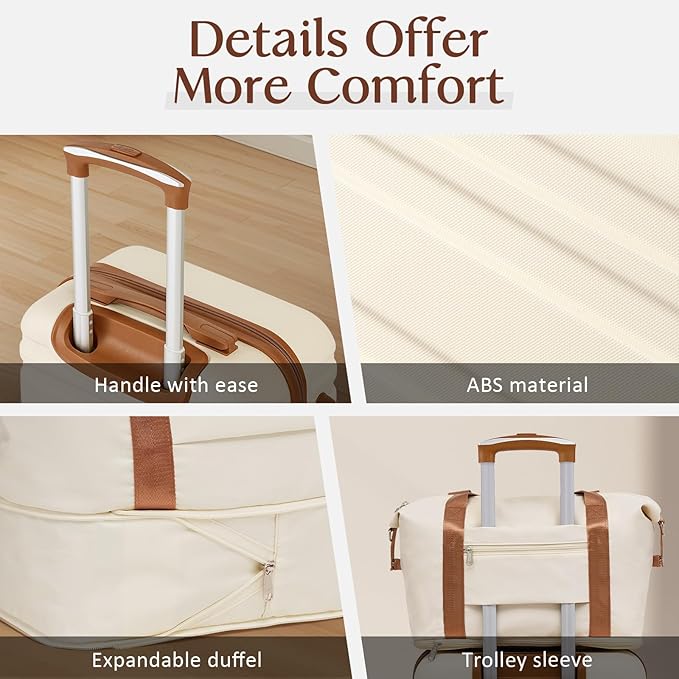 Coolife Suitcase Set 3 Piece Luggage Set Carry On Hardside Luggage with TSA Lock Spinner Wheels (Black, 5 piece set)