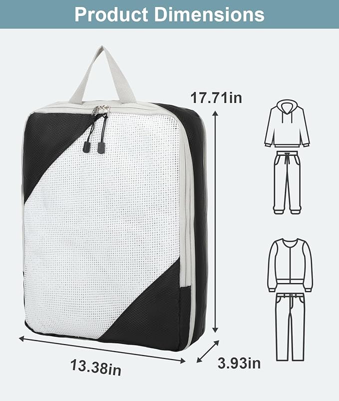 Barsine Large Compression Packing Cubes for Travel 4 Set Luggage Suitcase Organizer Bag Traveling Essentials