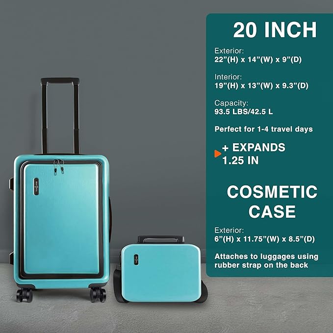 Luggage Sets 3 Piece, 20 Inch Carry on Luggage and 28 Inch Suitcases with Wheels Spinner, Durable Hard Shell Suitcase Set, Expandable Travel Suitcase, Teal