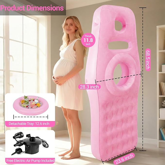 Inflatable Pregnancy Pillow with Belly & Head Hole, Prone Pregnancy Pillow for Stomach Sleepers, Belly Pillow Pregnancy Mattress for Pregnant Women, Maternity airbed Pool Float for Tummy Massage