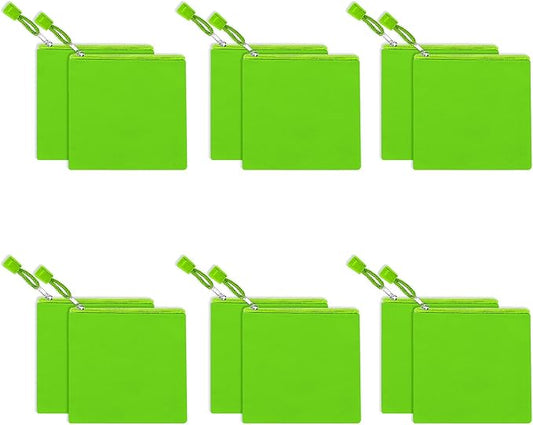 12 Pack DIY Craft Cotton Canvas Bag, Multi-Purpose Cosmetic Bag Makeup Pouches with Zipper Travel Toiletry Bag (XS, Green)