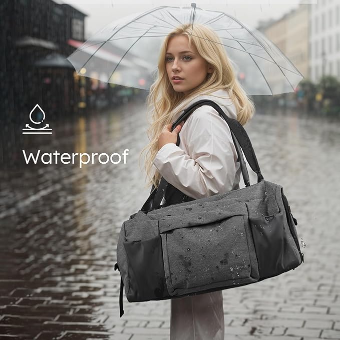 Gym Bag for Men with Shoes Compartment and Wet Pocket Convertible Duffle Bag and Gym Backpack Waterproof Sports Bags for Men with 2 Bottle Holders Multipurpose Weekender Overnight Bag - Grey