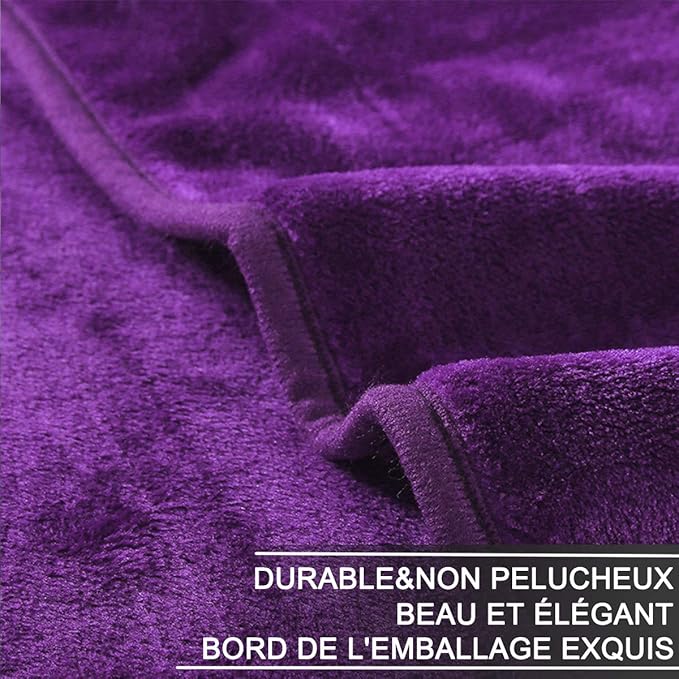 HOZY Soft Blanket Twin Size Fleece Warm Fuzzy Throw Blankets for The Bed Sofa Lightweight 350GSM Purple 66"*90"