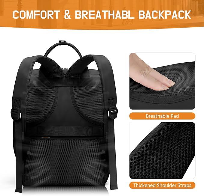 Maelstrom Laptop Backpack, Fits 15.6-17.3 Inch Travel Backpack Gift for Women Men, Waterproof College School Computer Bag, Anti-theft Business Work Bag with Luggage Strap (Black, 17.3 Inch)