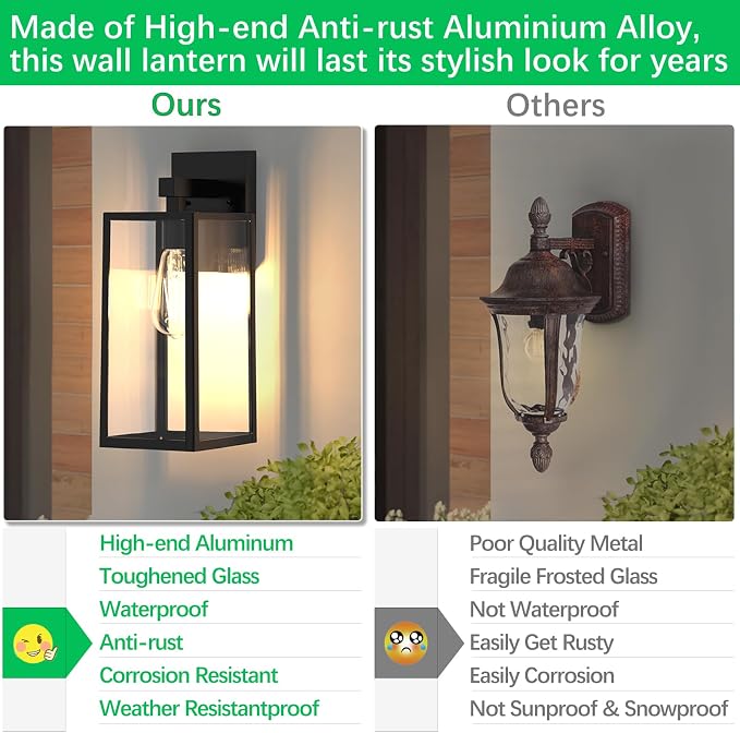 MAXvolador Outdoor Wall Light Fixture, Exterior Waterproof Wall Lantern | Porch Wall Sconce Large Extra Large, Anti-Rust, E26 Socket, Clear Glass, Outside Wall Mount Light, Front Door Lighting, Patio