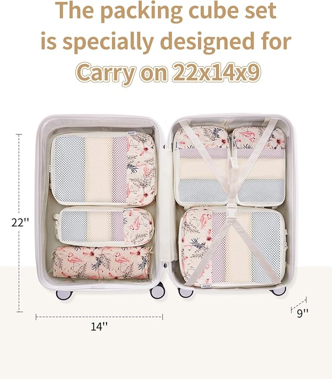 Narwey 6 Set/5 Set Compression Packing Cubes for Travel Kids Women Carry on, Packing Organizers Bag for Backpack Luggage Suitcase Duffle Bags
