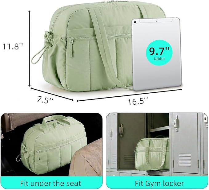 Mini Gym Bag for Women Girls, Crossbody Tote Bag with Wet Pocket, Water Resistant Travel Duffle Bag, Dance Workout Sport Bag, Pink (Mint Green, M)