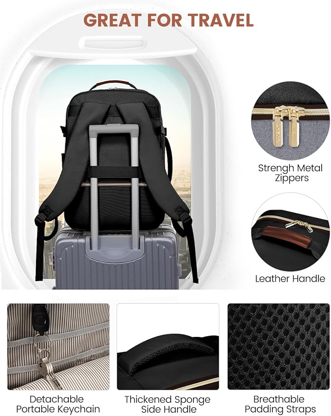 LOVEVOOK 56L Travel Backpack for Women & Men, Airline Approved Carry On Luggage with 3 Packing Cubes, TSA Overnight Bags, Waterproof Personal Item Bag, Weekender Essentials Backpacks fits 17" Laptop