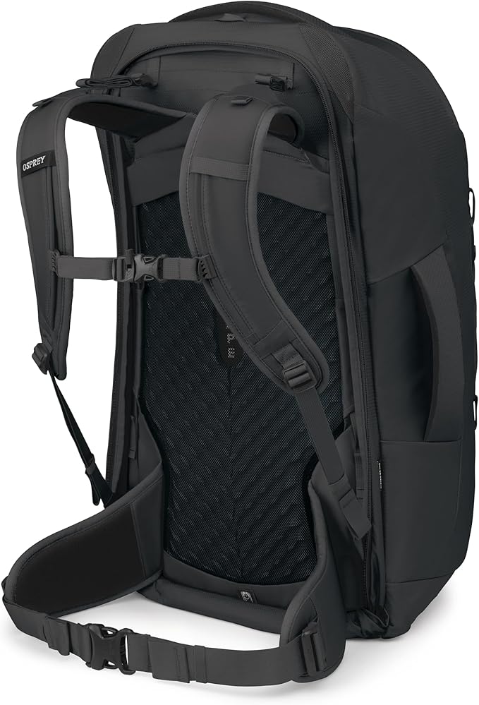 Osprey Farpoint 70L Men's Travel Backpack - Large Adjustable Travel Bag with Detachable Daypack, Black