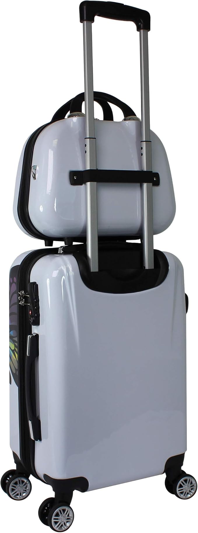 World Traveler Butterfly 3-Piece Polycarbonate Hardside Expandable Spinner Luggage Set with Enhanced Wheel System