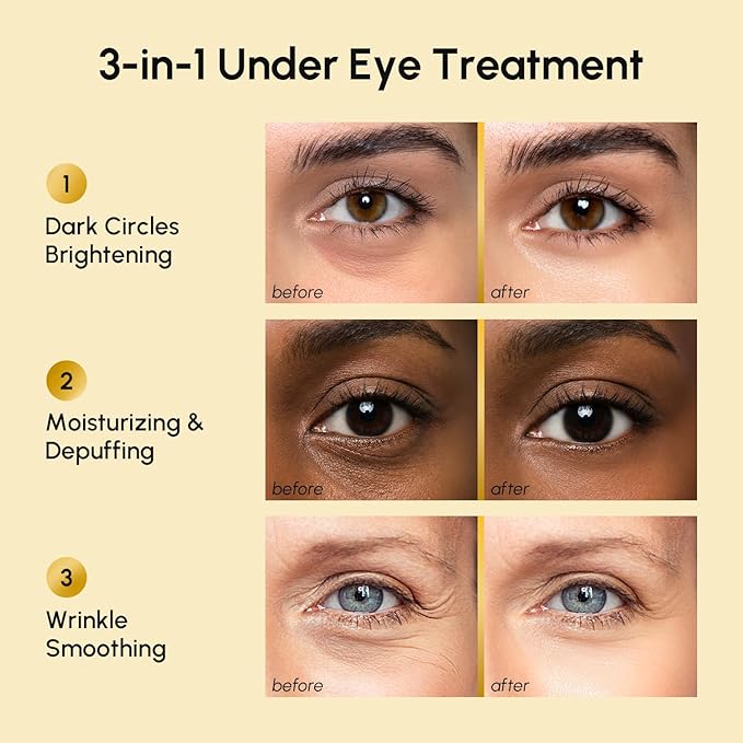 MAREE 24k Gold Glow Under Eye Gels for Dark Circles and Puffiness - Cooling Collagen & Hyaluronic Acid Skincare Gel Pads - Gold Eye Patches for Puffy Eyes and Dark Circles - Under Eye Masks