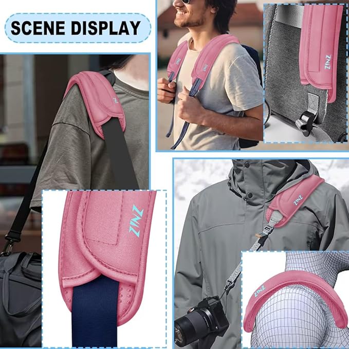 ZINZ 2-Pack Universal Shoulder Pad with Ultra thick Cushion for Bag Luggage Bag Crossbody, Plus Long & Anti-Slip & Breathable,Pink-2Pack