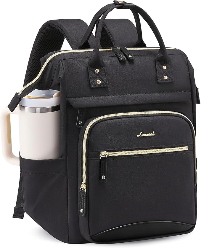 LOVEVOOK Laptop Backpack for Women Work Bag with Large Capacity Cup Side Pocket, 15.6 Inch Waterproof Computer Backpacks Purse, College Bookbag for School, Business, Teacher, Travel